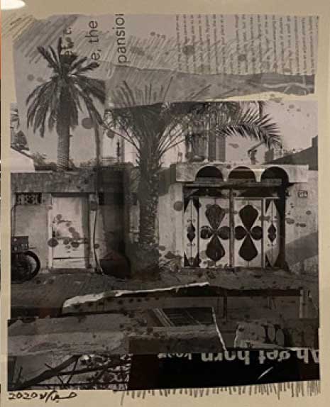 Hussein-Sharif--“Old-House”,-collage-with-ink,-40x30cm,-2021 Image