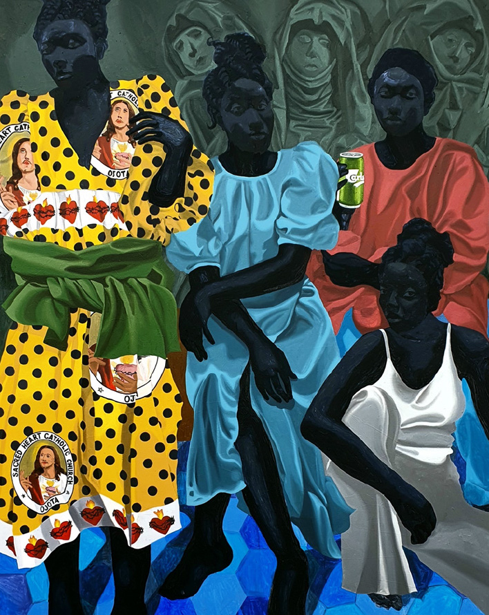 Tonia Nneji: “Gathering of Broken Hearts”, 152x182 cm, Rele Gallery, 2022. Art Dubai Image